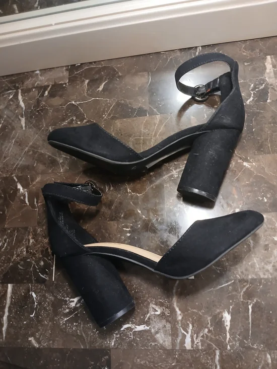 Classic Black Ankle-Strap Block Heels - Picture 6 of 10